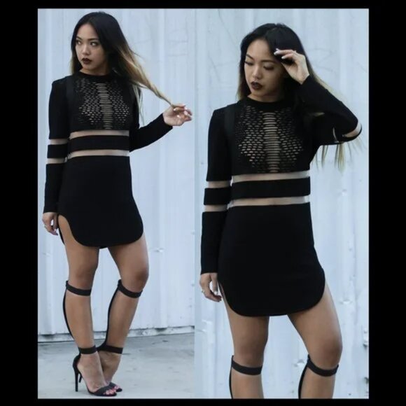 New Alexander Wang x H&M crew neck pullover mesh cutout sheer tunic minidress - Picture 3 of 8